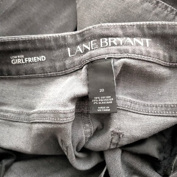 Lane Bryant Black Sequin Inserts Dark Gray Low Rise Girlfriend Distressed Jeans - Picture 6 of 6